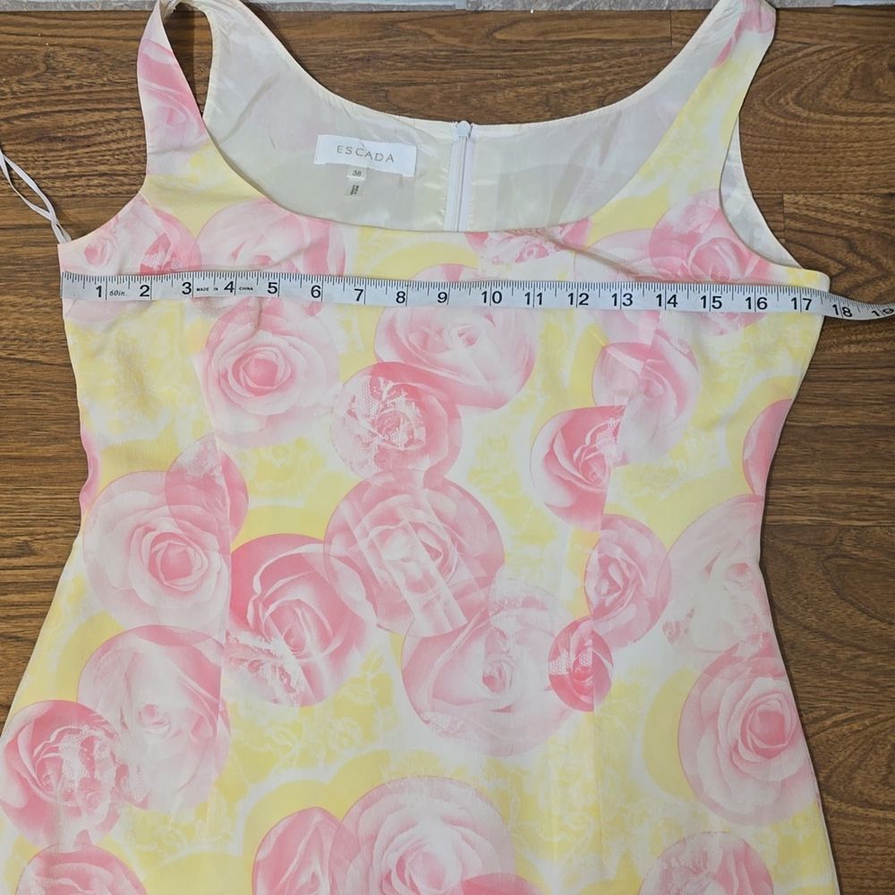 Escada Pink and Yellow Floral Two-Piece Silk Dress Set - Picture 4 of 9